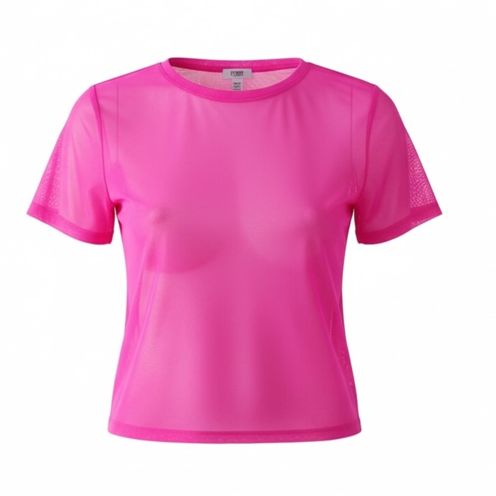 "PINK" Vibrant Pink Mesh Crop Top